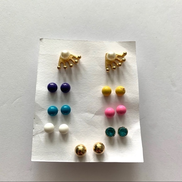 Vintage Ball Studs Lot of 8 W/ Gold Earring Jacket - Picture 1 of 7